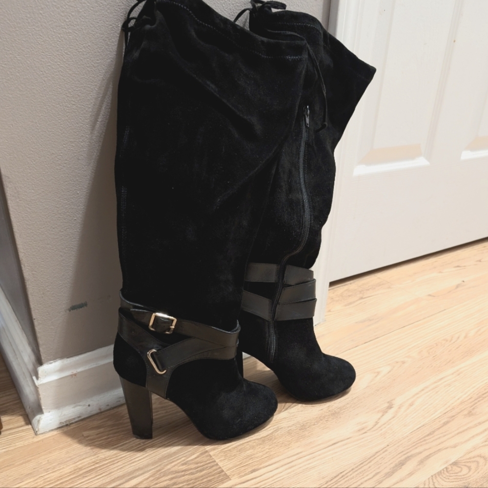 Torrid size 6.5 black suede slouch boots